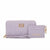 A light purple quilted wallet and matching wristlet pouch set with gold-tone hardware and logo details, displayed on a clean white background.