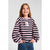 Sinsay Girl's Pink & Black Striped Chest Print Sweatshirt