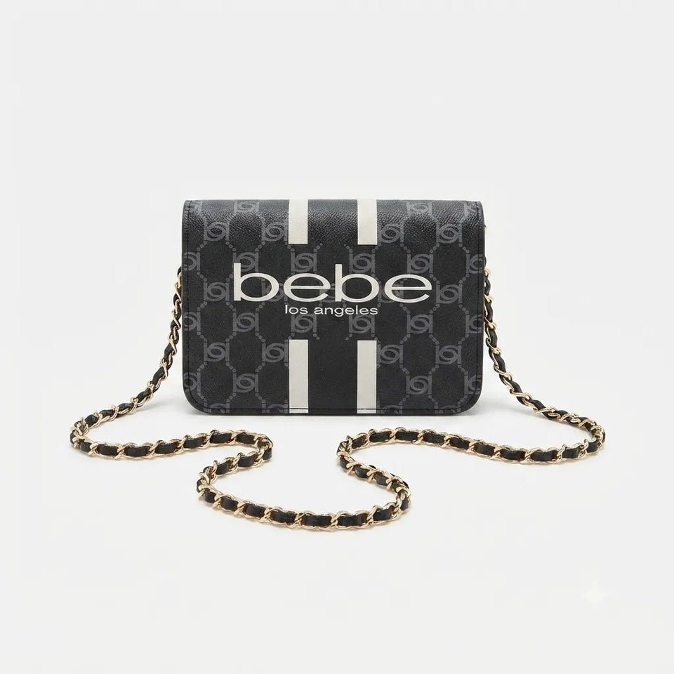 Bebe Women's Black Paisley Flap Crossbody Bag
