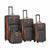 Set of gray suitcases with orange accents on a white background