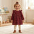 Sinsay Girl's Burgundy All-Over Gold Star Print Ruffled Shoulder Dress