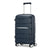 A navy blue hardshell spinner suitcase with a telescoping handle extended, shown on a clean white background.