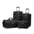 Set of black suitcases with wheels on a white background