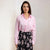 Sinsay Women's Light Pink Pinstripes Button-Up Shirt