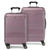 A matching two-piece hardside luggage set in a dusty rose metallic finish, featuring a spinner suitcase in front of a larger suitcase, both with telescoping handles extended on a white background.