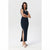 Sinsay Women's Navy Ribbed High Side Slit Maxi Dress