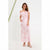 Sinsay Women's Pink & White Satin Delicate Floral Pattern Maxi Skirt