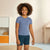 Sinsay Girl's Blue Ribbed Classic Crew Neck T-Shirt