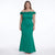 Eliza J Women's Green Plus Size 3D Floral Off-The-Shoulder Gown Dress