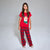 Sinsay Girl's Red Christmas Reindeer Print Short-Sleeves Pajama Set