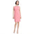 A woman modeling a sleeveless pink knee-length dress with a structured, slightly fitted silhouette and a straight neckline, paired with white heeled sandals, against a plain white background.