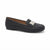 Calvin Klein Women's Black Leather Flats With Silver Hardware