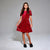 Sinsay Girl's Dark Red Velour Elegant Dress
