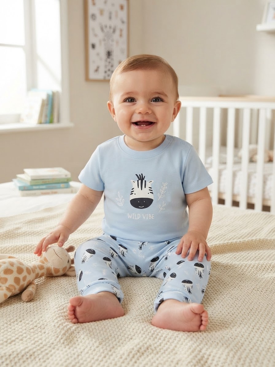 Sinsay Baby Boy's Light Blue Two-Piece Cotton Pajama Set