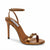 Steve Madden metallic bronze high-heeled sandal with an ankle strap and a decorative buckle detail on the toe, shown on a white background.