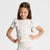Sinsay Girl's White & Blue Floral Charming Ruffled Shoulders T-Shirt