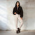 Sinsay Women's Light Beige Ribbed Knit Pants