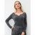 Sinsay Women's Dark Grey Ribbed Knit Blouse