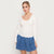 Sinsay Women's White Basic Scoop-Neck Blouse
