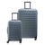 Two gray suitcases of different sizes on a white background