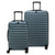 Two blue suitcases of different sizes on a white background