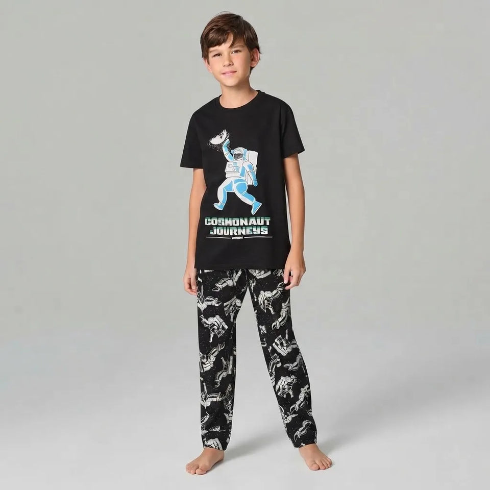Sinsay Boys Black Printed Short-Sleeves Basic Pajama Top