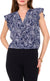 Vince Camuto Women's Navy/White Print Flutter Sleeve Blouse | Vince Camuto In Lebanon