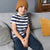 Sinsay Boy's White & Navy Striped Basic T-Shirt