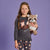 Sinsay Girl's Dark Grey Sequined Fox Graphic Ruffled Hem Blouse
