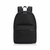 A black nylon backpack with a front zippered pocket and top carry handle, photographed against a clean white background.