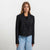 Sinsay Women's Black Cropped Double-Breasted Blazer