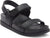 Black sandal with multiple straps on a white background