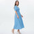 Sinsay Women's Light Blue Puff-Sleeve Midi Dress