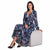 Sinsay Women's Black Floral Print Long-Sleeve Wrap Midi Dress