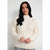 Sinsay Women's Cream Rib-Knit Mock Neck Sweater