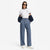 Sinsay Women's Indigo Blue Wide-Leg Pleated Trousers