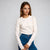 Sinsay Women's Cream Plain Basic Blouse