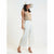 Sinsay Women's White Wide-Leg Cropped Trousers