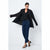 Sinsay Women's Navy High Waist Button-Detail Trousers