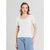 Sinsay Women's White Ribbed Button-Down T-Shirt