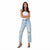 Sinsay Women's Light Blue Distressed High-Rise Mom Jeans