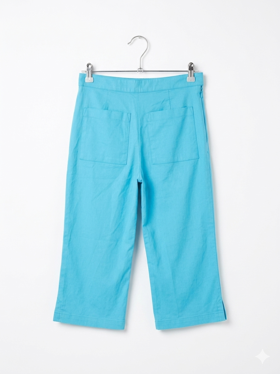 Fantasia Girl's Blue Crop Pant With Front Patch Pocket | Fantasia In Lebanon