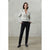 NY Collection Women's Cream & Black Plaid Tweed Cropped Blazer