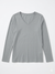 Chapter Club Women's Grey V-Neck Cotton Blouse | Chapter Club In Lebanon