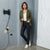 NY Collection Women's Olive Green 3/4 Sleeves Heavy Jacquard Blazer
