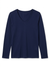 Chapter Club Women's Navy V-Neck Cotton Blouse | Chapter Club In Lebanon