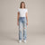 Madden Girl Women's Light Blue High Waisted Distressed Wide Leg Jeans