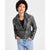 JouJou Women's Dark Grey Leather Asymmetric Moto Jacket