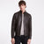 Michael Kors Men's Brown Leather Racer Jacket