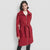 DKNY Women's Dark Red Classic Belted Coat